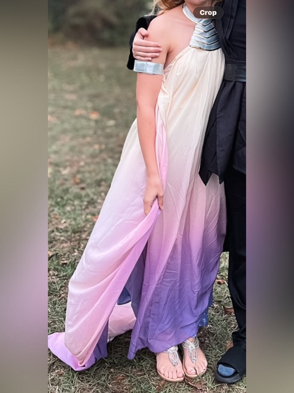 Pademe Halloween costume Pastel Ombre One-Shoulder Maxi Dress - Pink to Purple